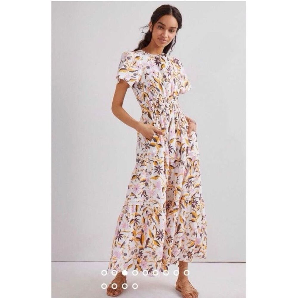 Anthropologie Somerset tiered smocked waist maxi dress
